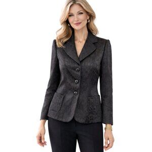 Armani Collezioni Crocodile Embossed Blazer Formal Luxury Black Evening Women 10